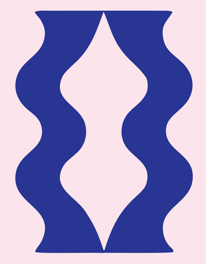 Negative Space Wavy Column Badge #fce4ec/#283593