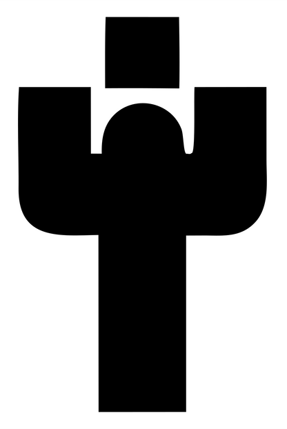 Blocky Cactus Pose Badge #ffffff/#000000