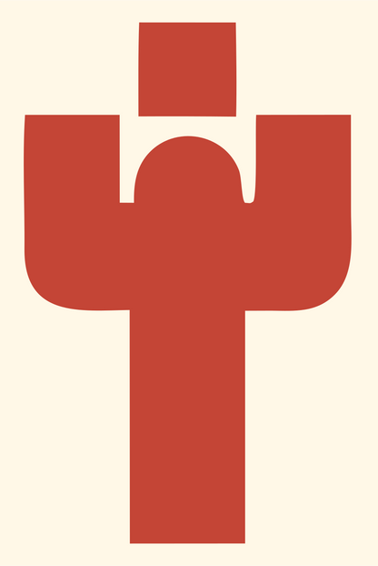 Blocky Cactus Pose Badge #fff8e7/#c44536