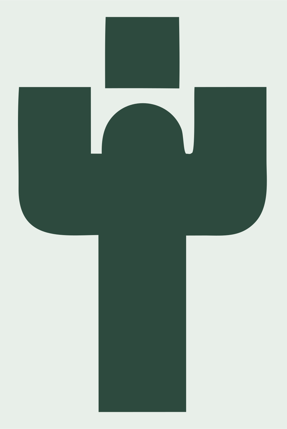 Blocky Cactus Pose Badge #e8efe9/#2d4a3e