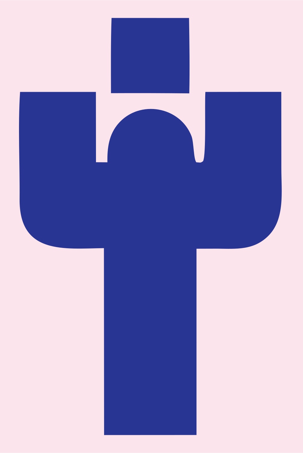 Blocky Cactus Pose Badge #fce4ec/#283593