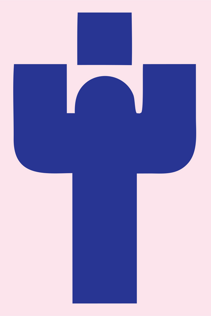 Blocky Cactus Pose Badge #fce4ec/#283593