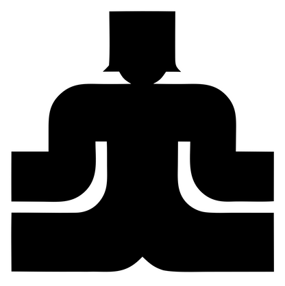 Blocky Seated Figure Badge #ffffff/#000000