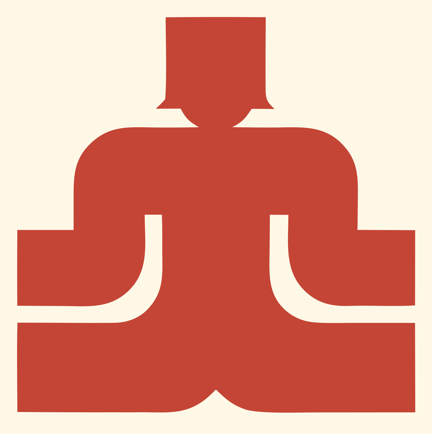 Blocky Seated Figure Badge #fff8e7/#c44536