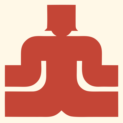 Blocky Seated Figure Badge #fff8e7/#c44536