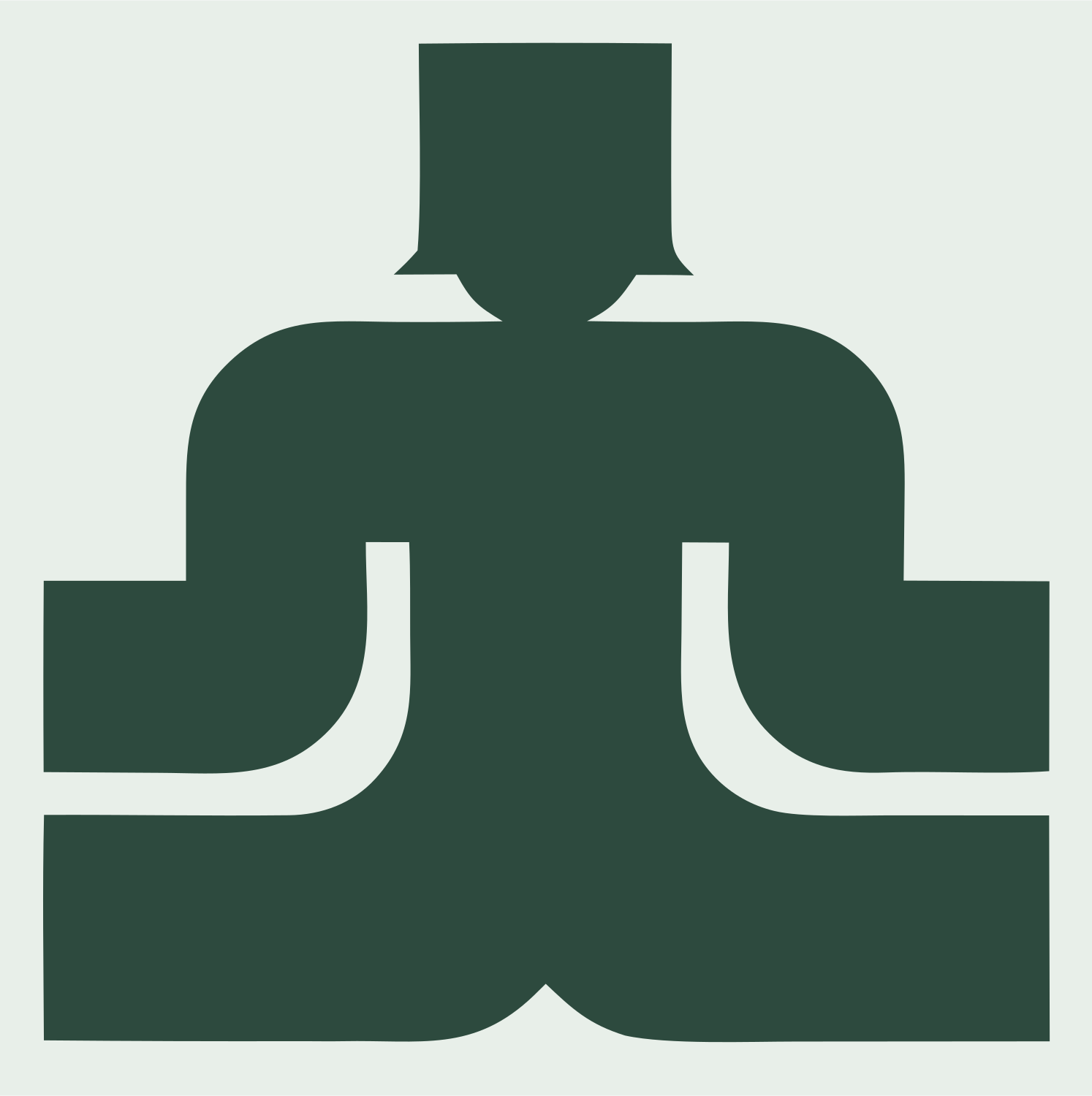 Blocky Seated Figure Badge #e8efe9/#2d4a3e