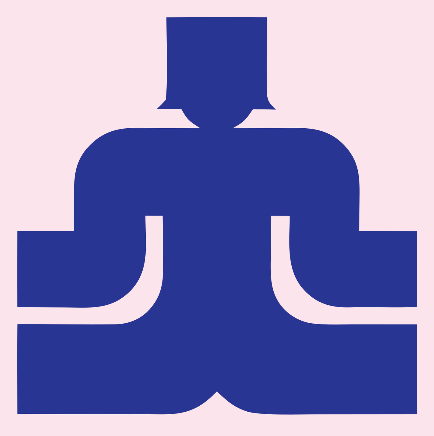 Blocky Seated Figure Badge #fce4ec/#283593