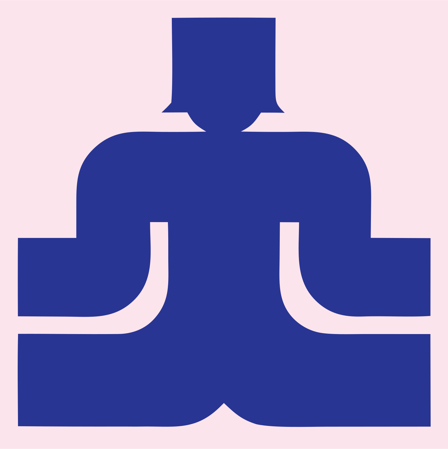 Blocky Seated Figure Badge #fce4ec/#283593