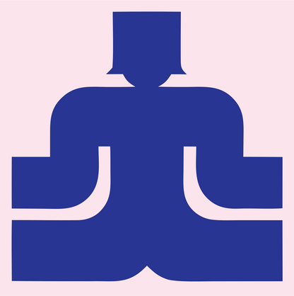 Blocky Seated Figure Badge #fce4ec/#283593