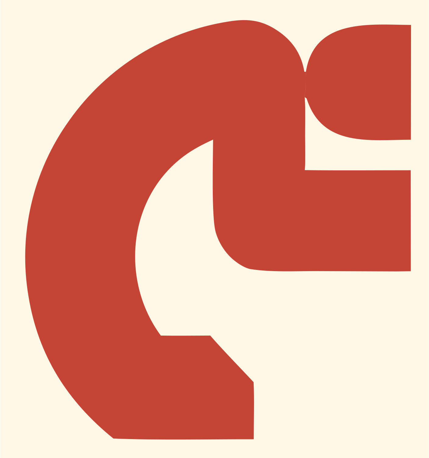 Heavy Letter C Figure Mark #fff8e7/#c44536
