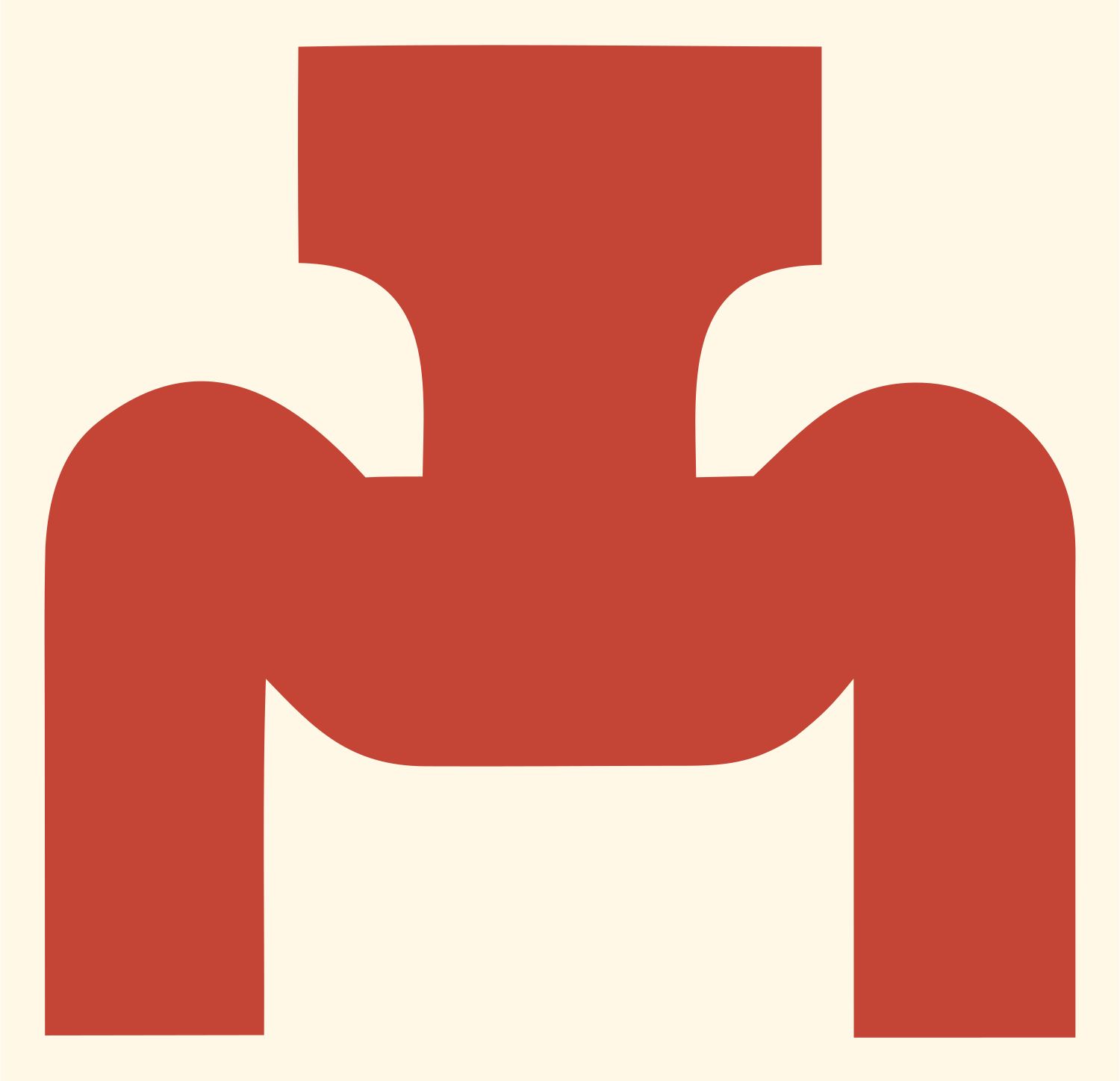 Heavy Figure Squat Pose Badge #fff8e7/#c44536