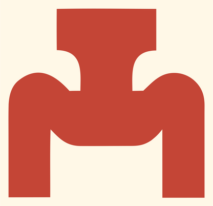 Heavy Figure Squat Pose Badge #fff8e7/#c44536