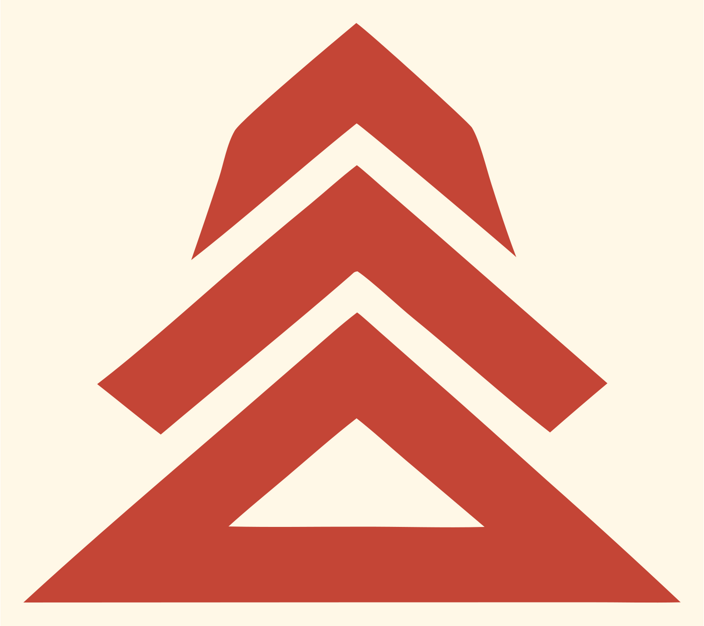 Bold Chevron Tree Mountain Mark #fff8e7/#c44536