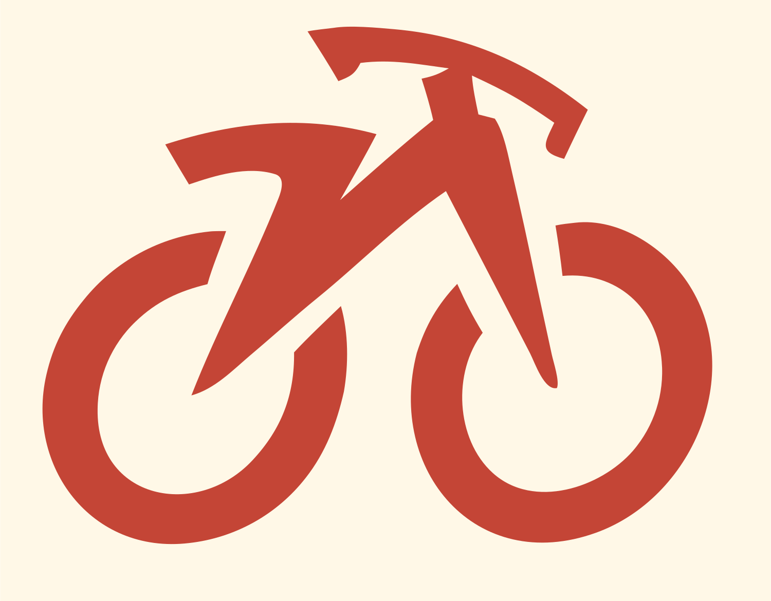 Monoline Bicycle Side Profile Icon #fff8e7/#c44536