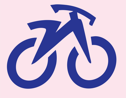 Monoline Bicycle Side Profile Icon #fce4ec/#283593