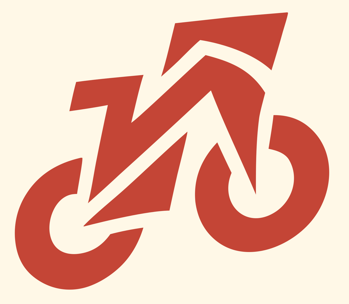 Monoline Cyclist Uphill Crest #fff8e7/#c44536