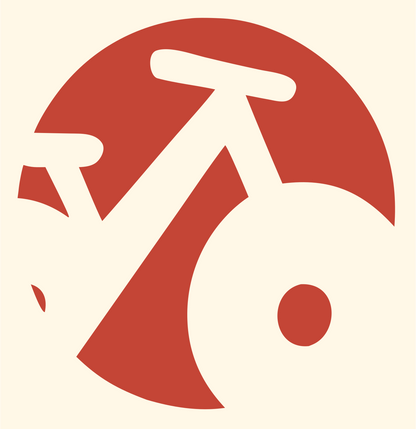 Negative Space Bicycle Circle Badge #fff8e7/#c44536