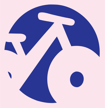 Negative Space Bicycle Circle Badge #fce4ec/#283593