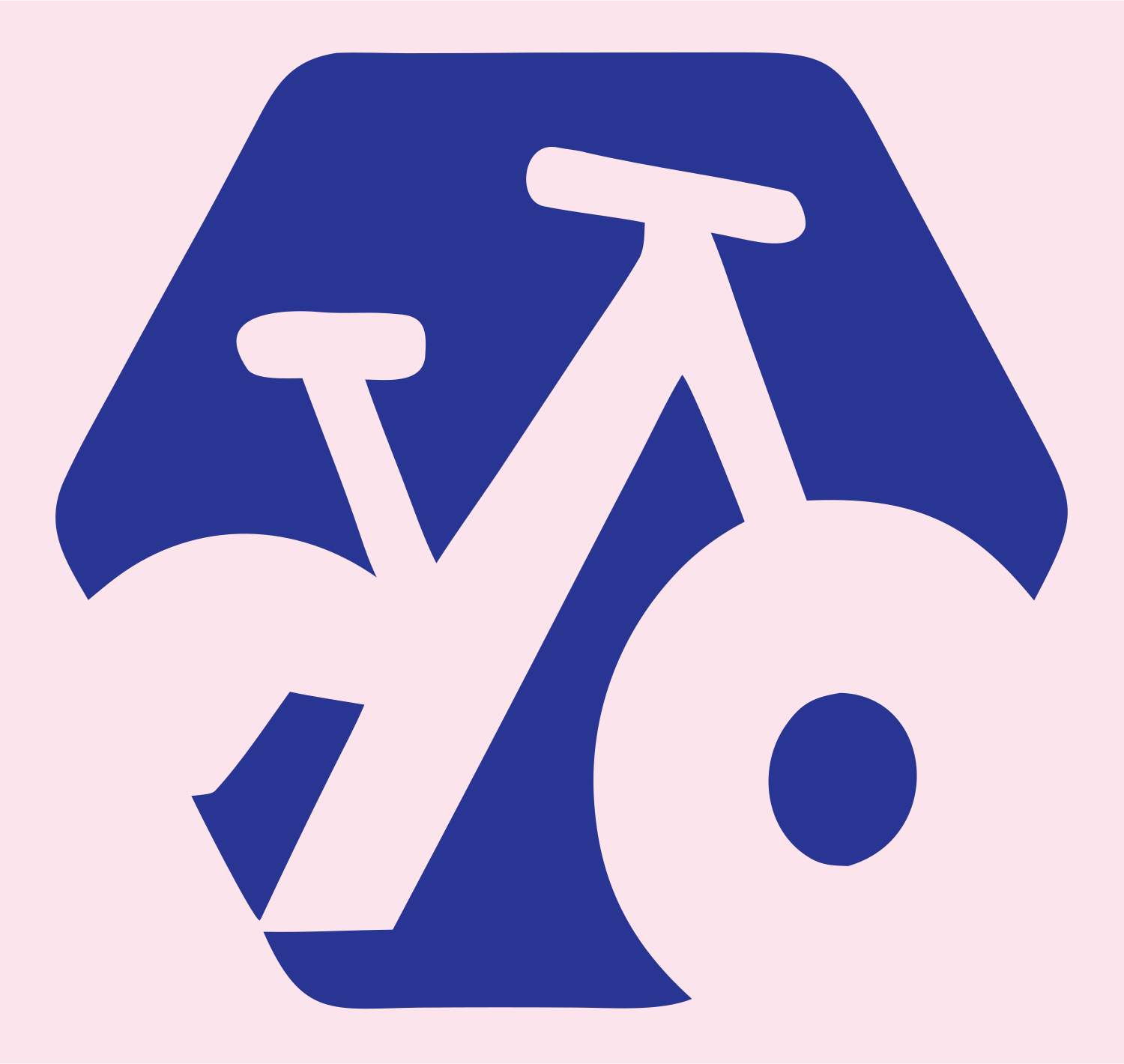 Negative Space Bicycle Hexagon Badge #fce4ec/#283593