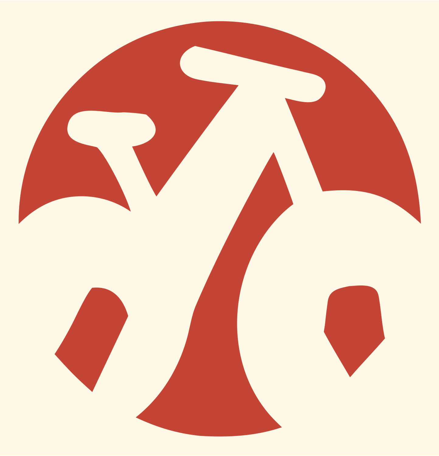 Negative Space Bicycle Circle Badge #fff8e7/#c44536