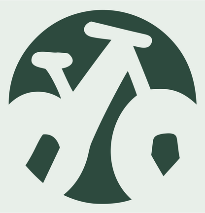 Negative Space Bicycle Circle Badge #e8efe9/#2d4a3e