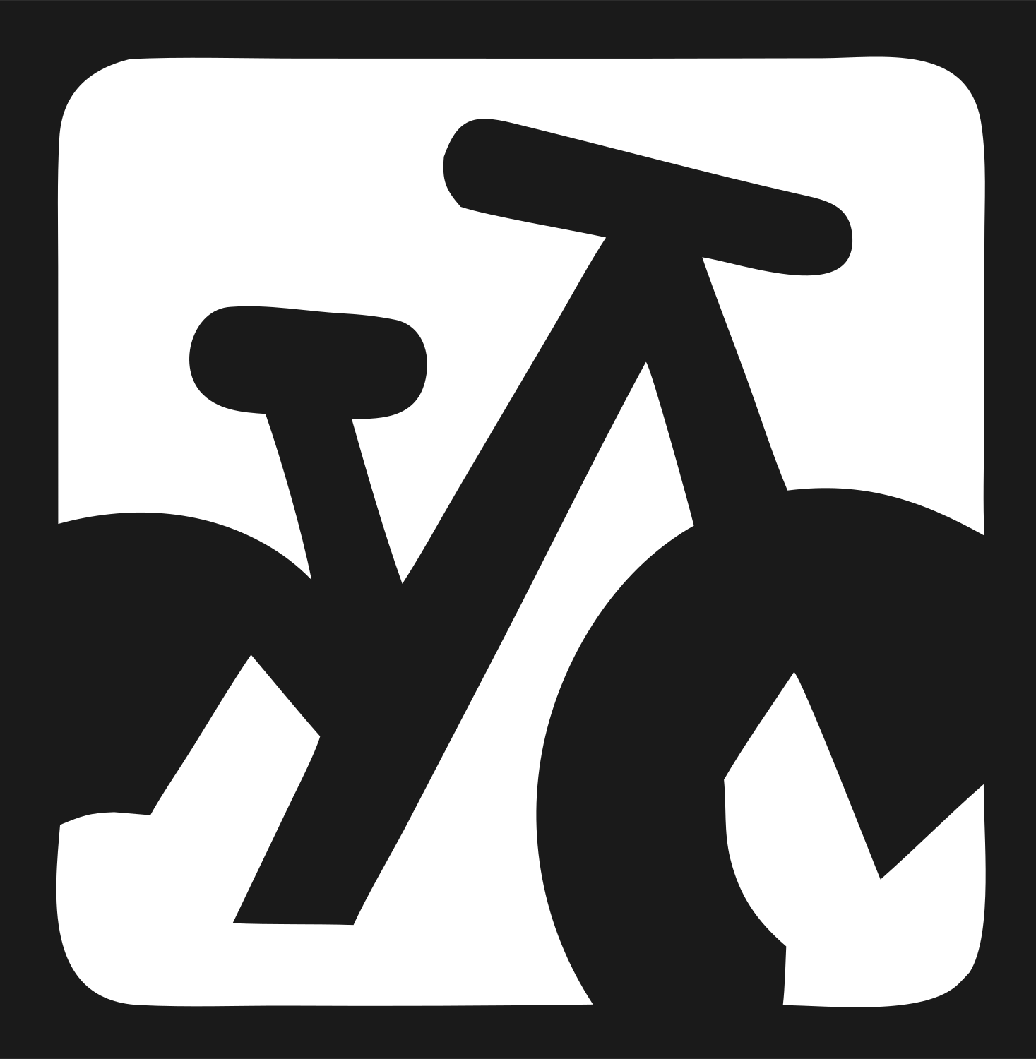 Negative Space Bicycle Frame Badge #1a1a1a/#ffffff