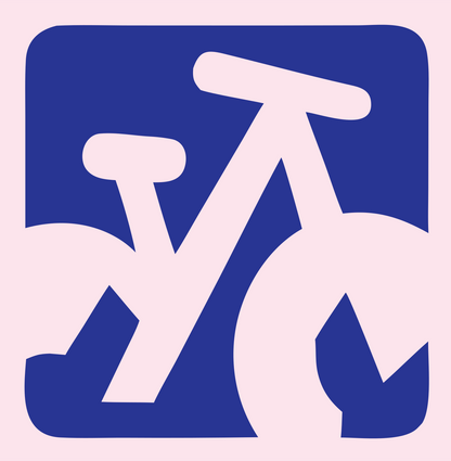 Negative Space Bicycle Frame Badge #fce4ec/#283593
