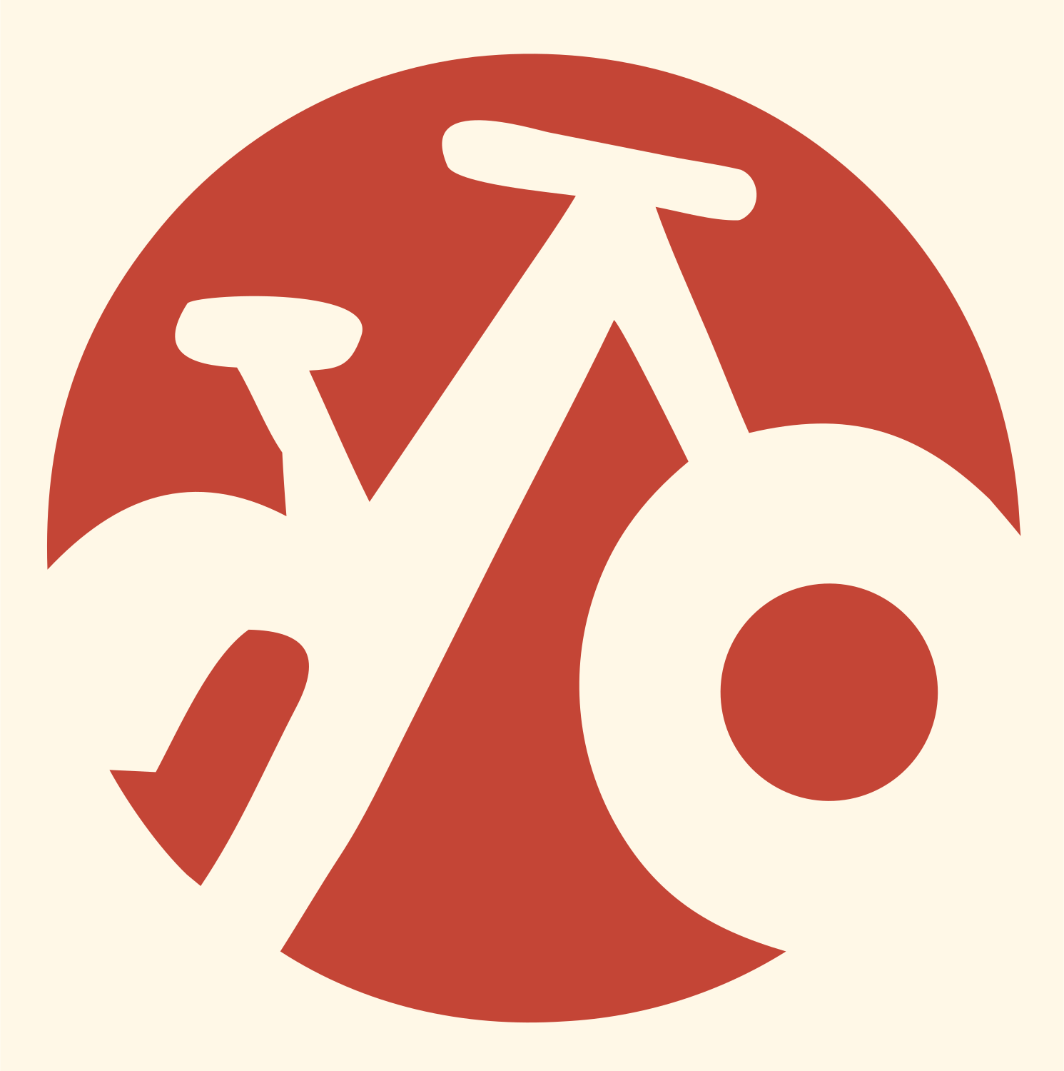 Negative Space Bicycle Circle Badge #fff8e7/#c44536