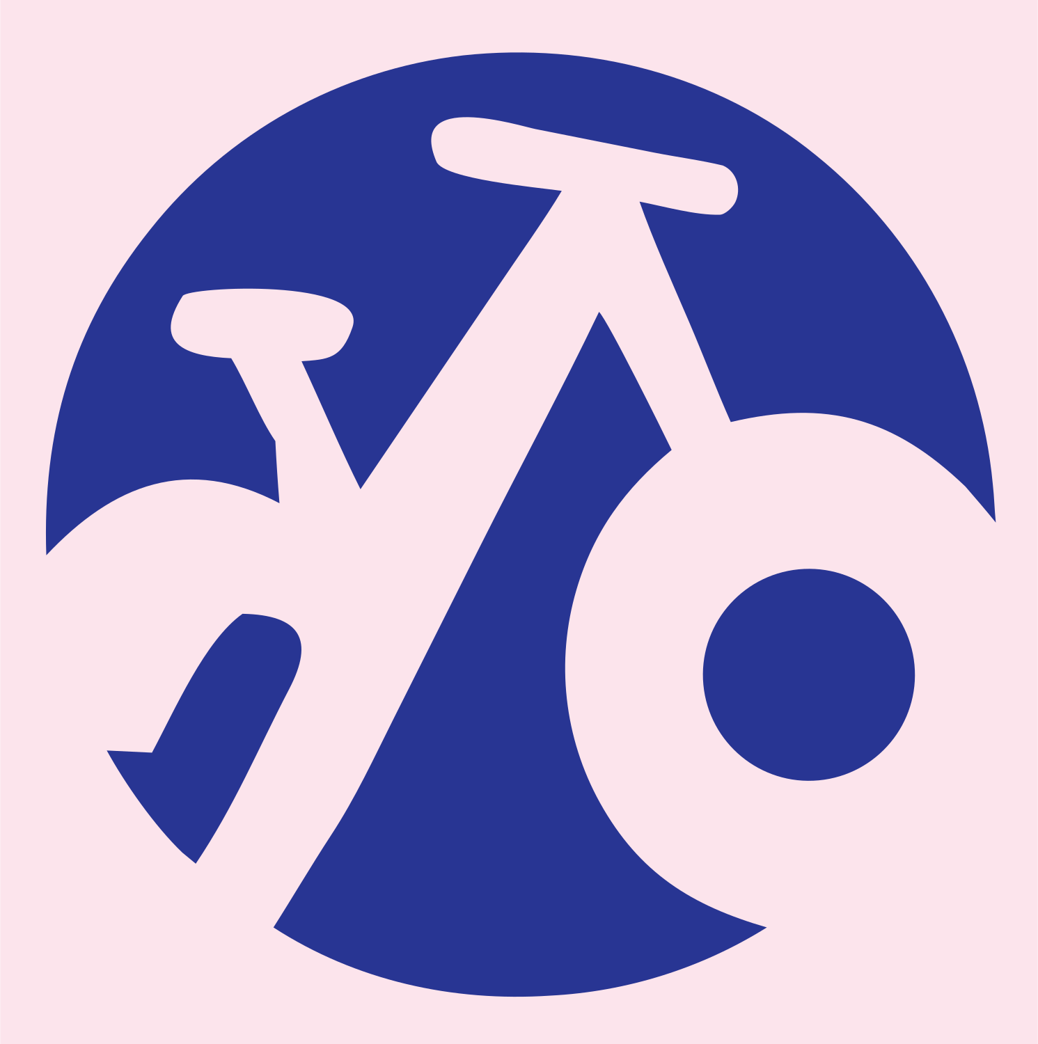 Negative Space Bicycle Circle Badge #fce4ec/#283593