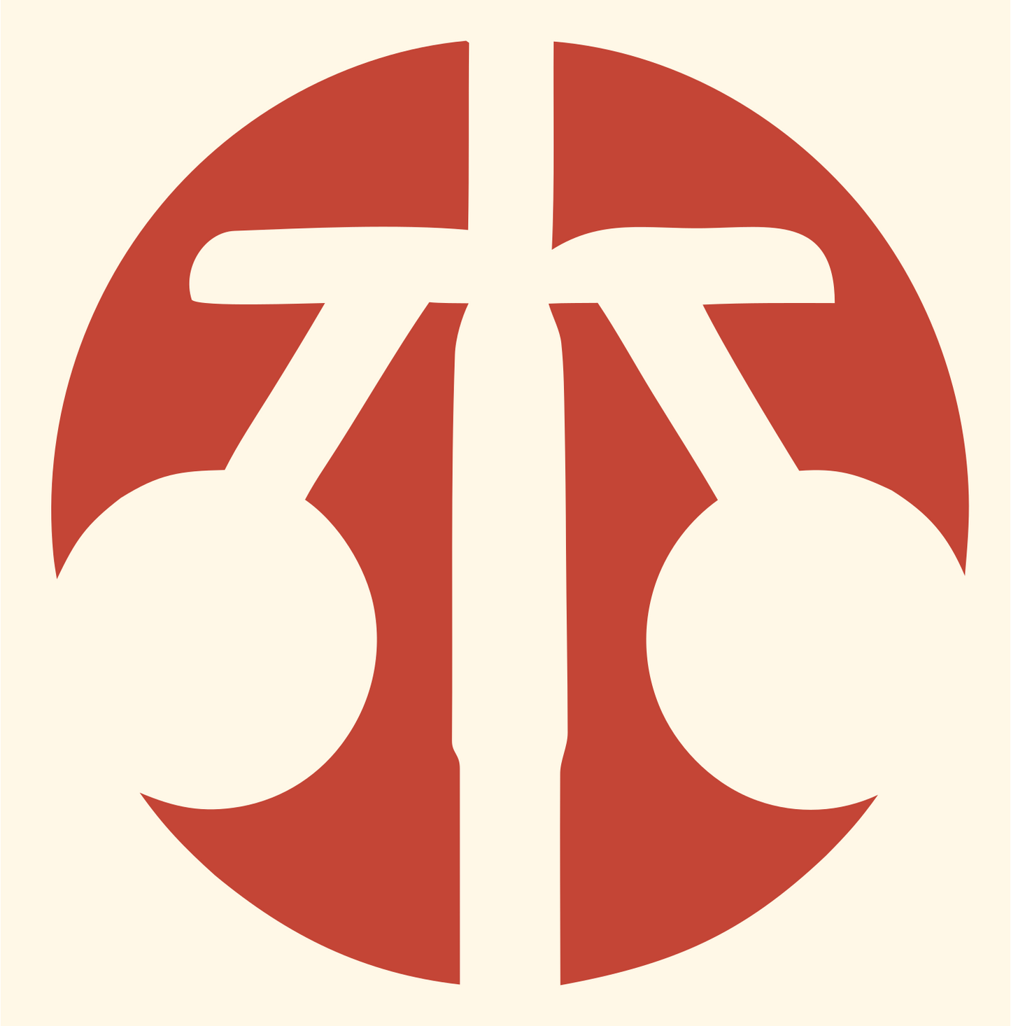 Negative Space Bicycle Wheel Badge #fff8e7/#c44536