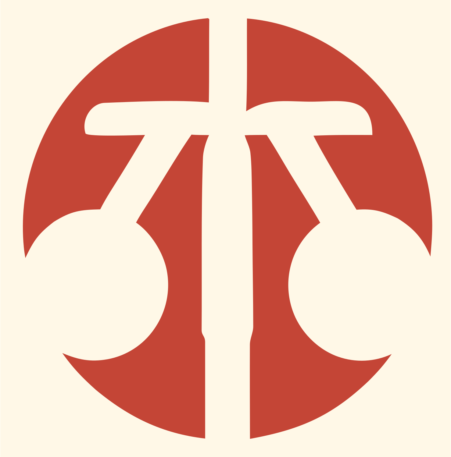 Negative Space Bicycle Wheel Badge #fff8e7/#c44536