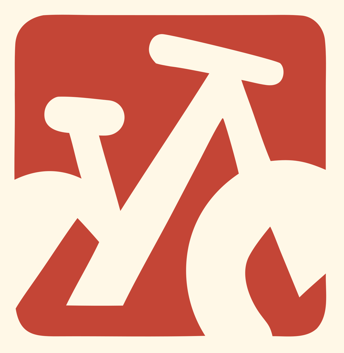 Negative Space Bicycle Frame Badge #fff8e7/#c44536