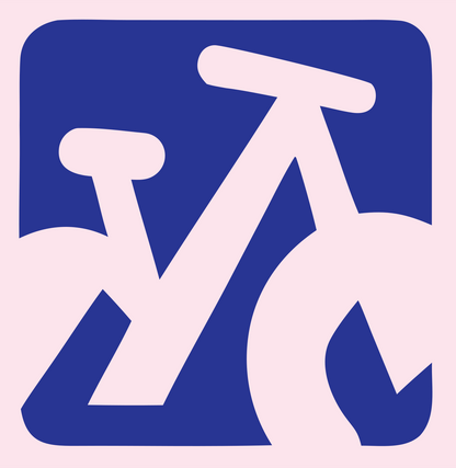Negative Space Bicycle Frame Badge #fce4ec/#283593