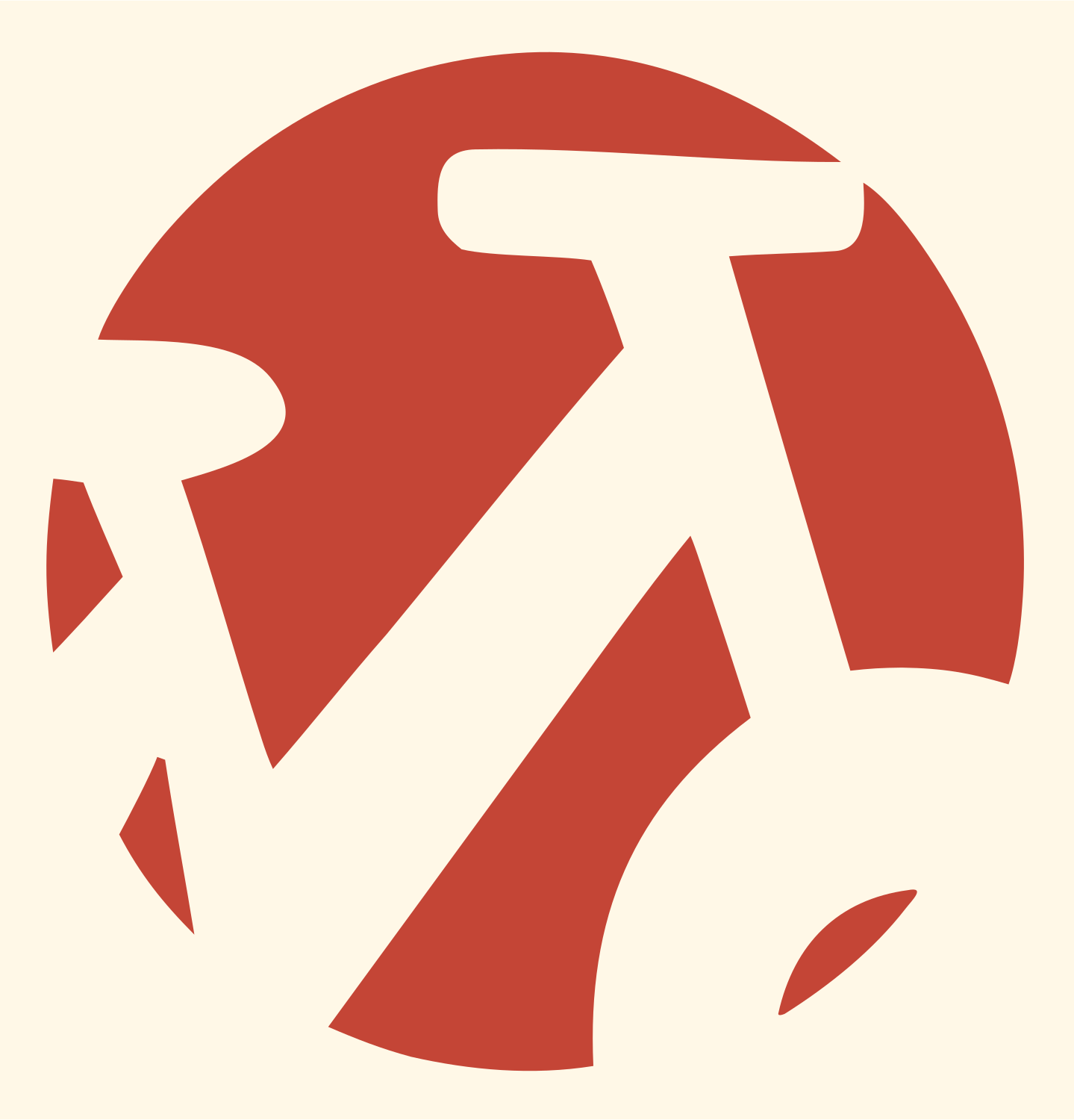Negative Space Bike Circle Badge #fff8e7/#c44536
