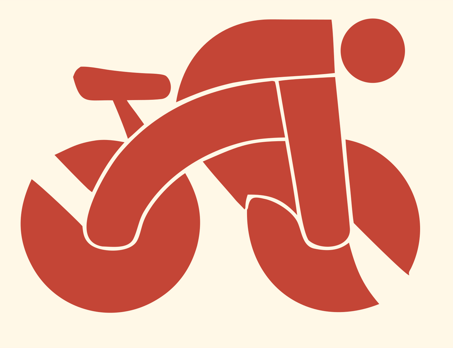 Bold Cyclist Bicycle Icon #fff8e7/#c44536