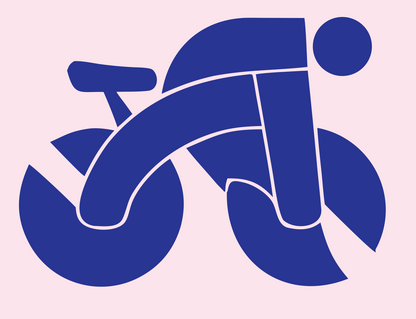Bold Cyclist Bicycle Icon #fce4ec/#283593