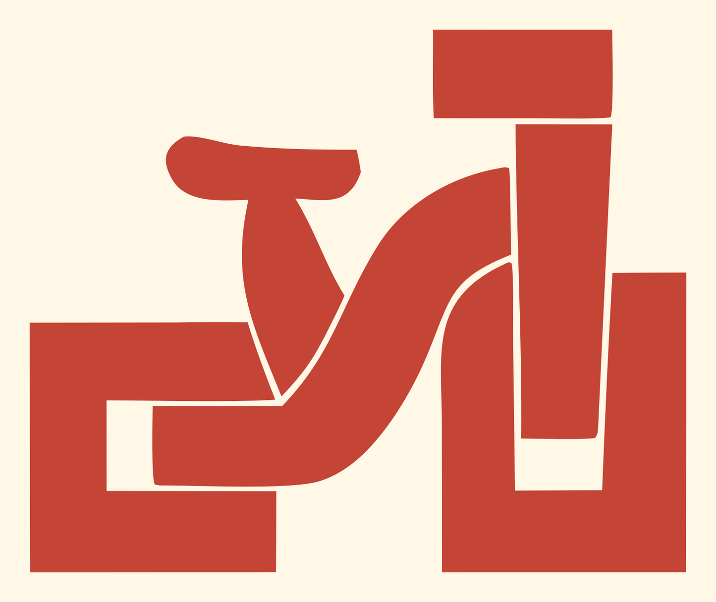 Blocky Cyclist Side Profile Mark #fff8e7/#c44536