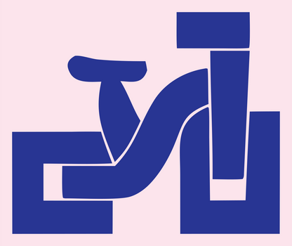 Blocky Cyclist Side Profile Mark #fce4ec/#283593