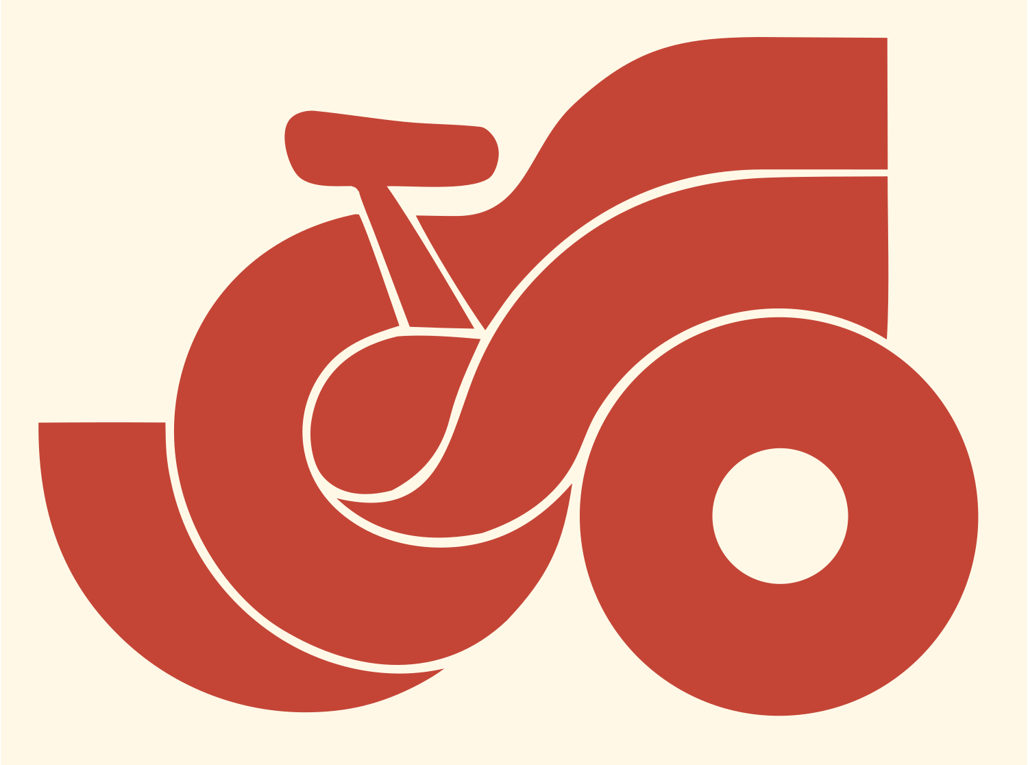 Bold Bicycle Side Profile Mark #fff8e7/#c44536
