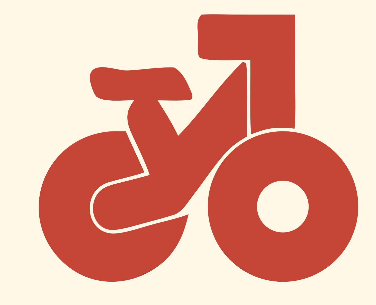 Chunky Bicycle Side Icon #fff8e7/#c44536