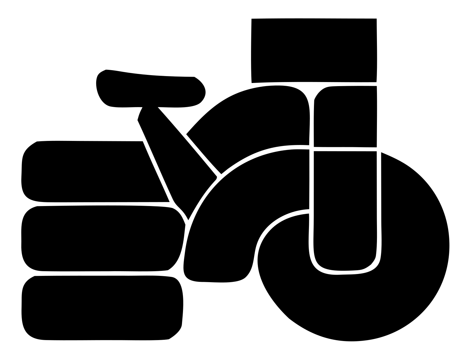 Blocky Bicycle Side Profile Badge #ffffff/#000000