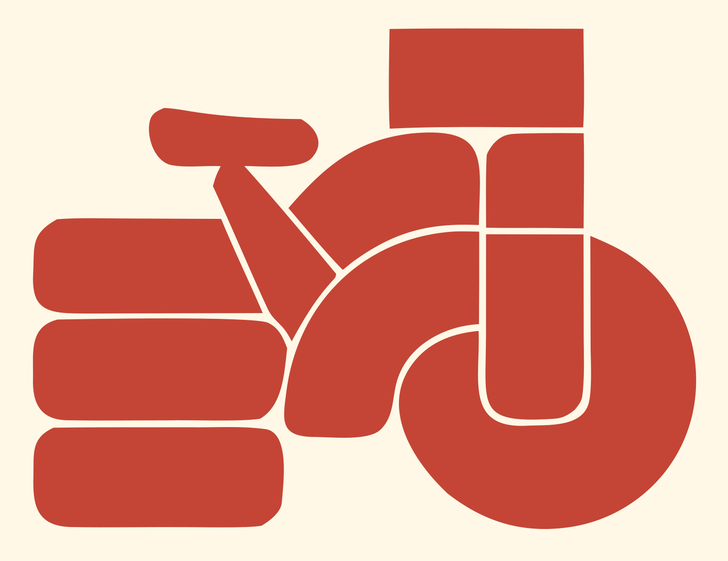 Blocky Bicycle Side Profile Badge #fff8e7/#c44536