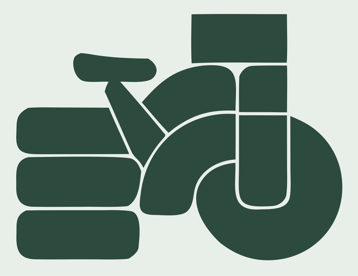Blocky Bicycle Side Profile Badge #e8efe9/#2d4a3e