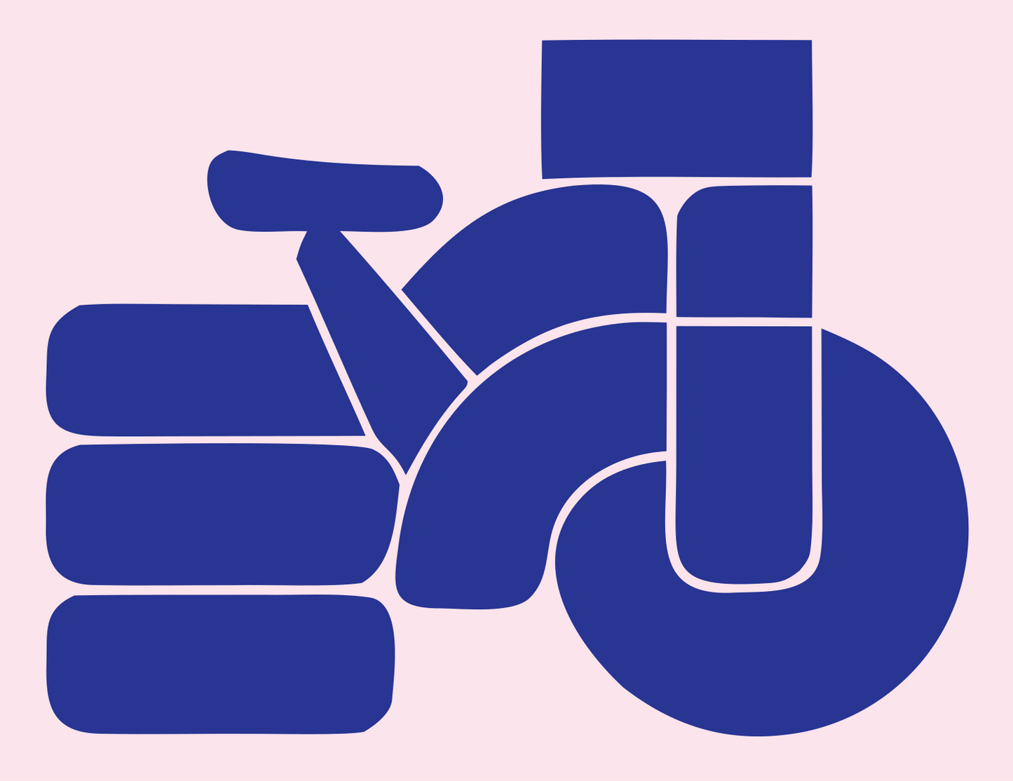 Blocky Bicycle Side Profile Badge #fce4ec/#283593