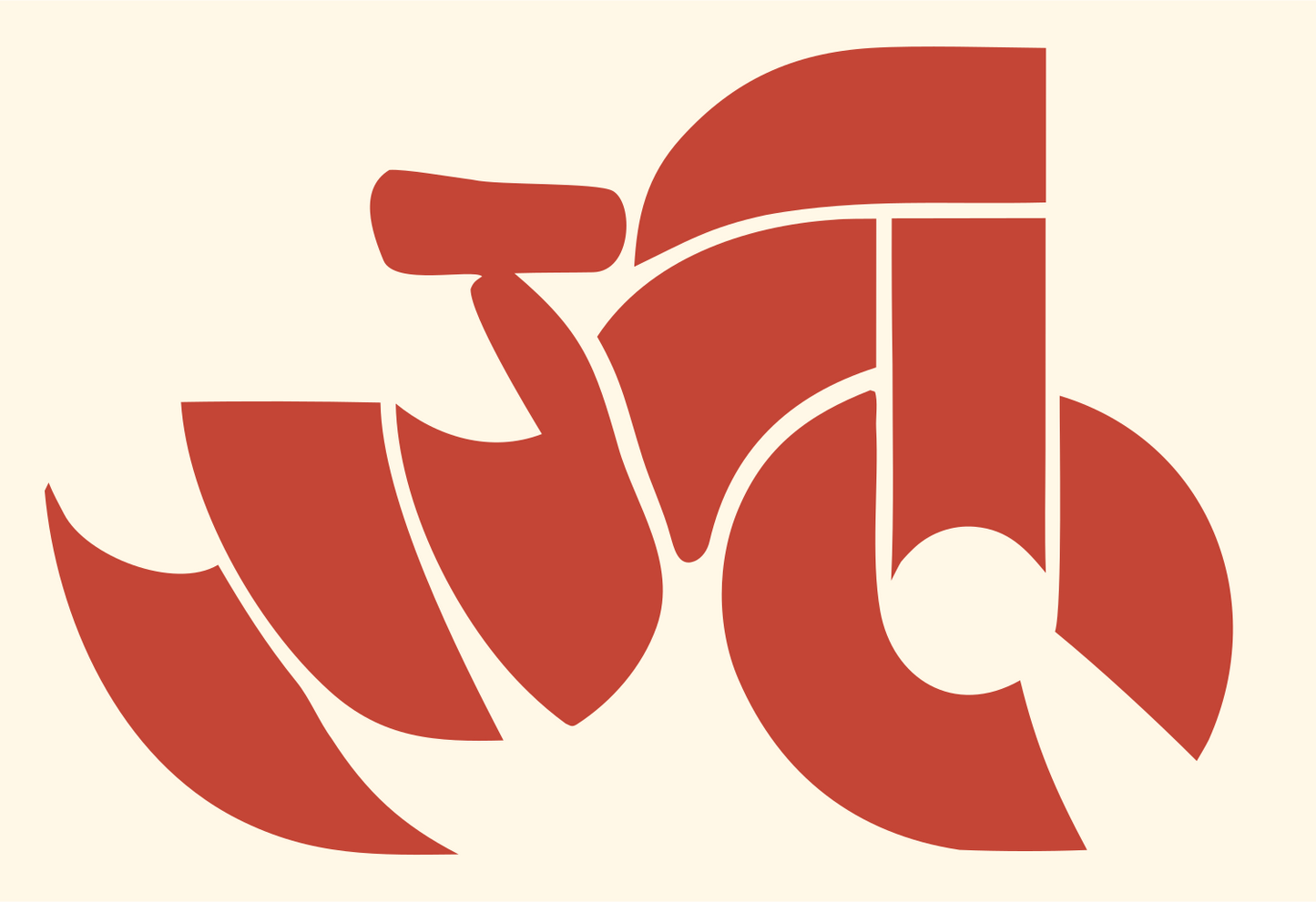 Chunky Motorcycle Side Profile Badge #fff8e7/#c44536