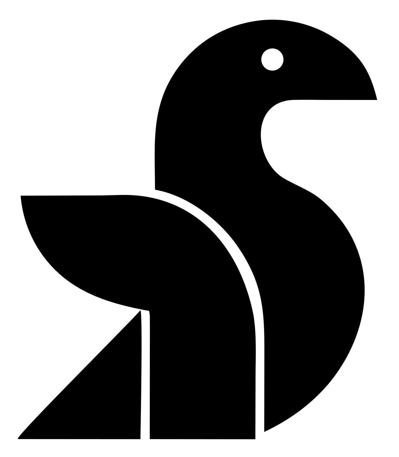 Geometric Sitting Bird Mark #ffffff/#000000