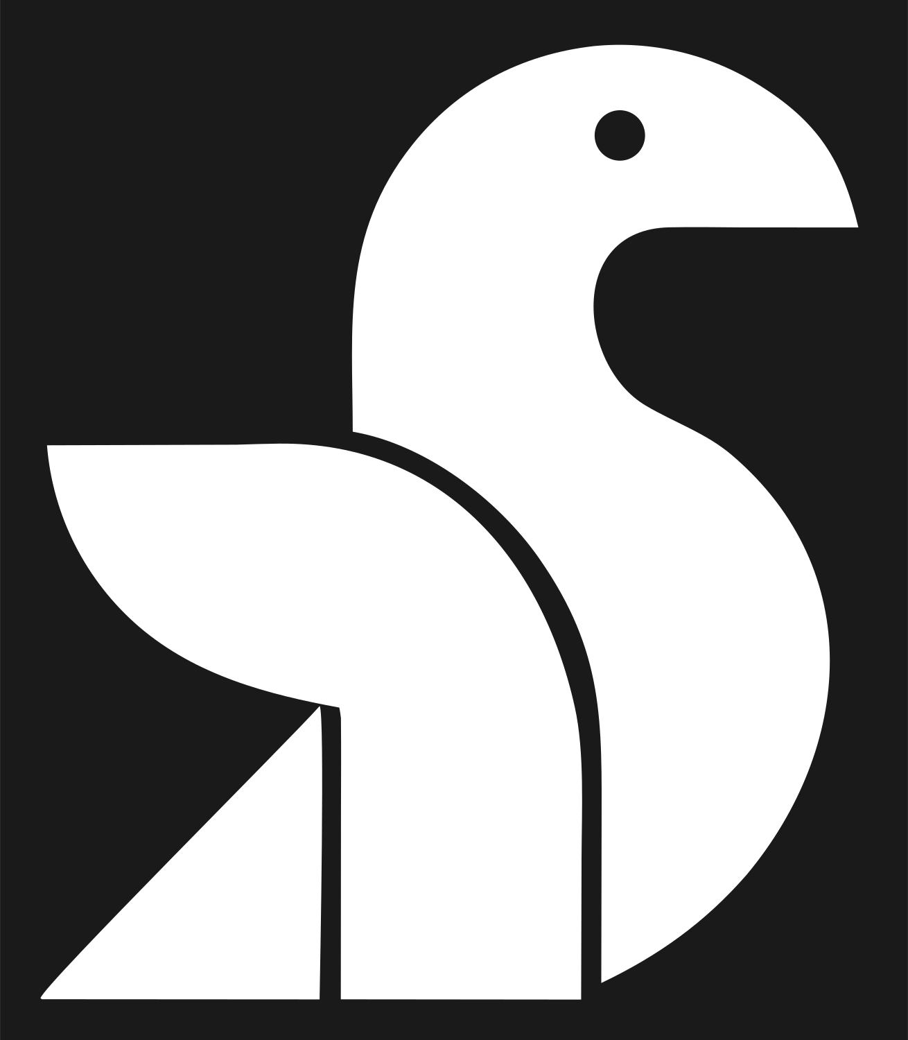 Geometric Sitting Bird Mark #1a1a1a/#ffffff