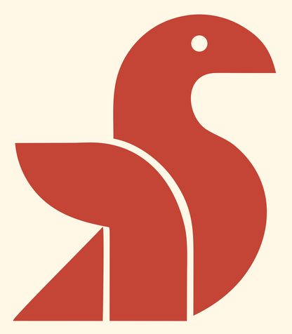 Geometric Sitting Bird Mark #fff8e7/#c44536