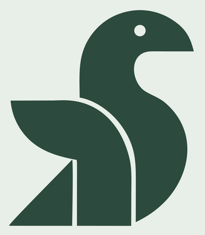 Geometric Sitting Bird Mark #e8efe9/#2d4a3e