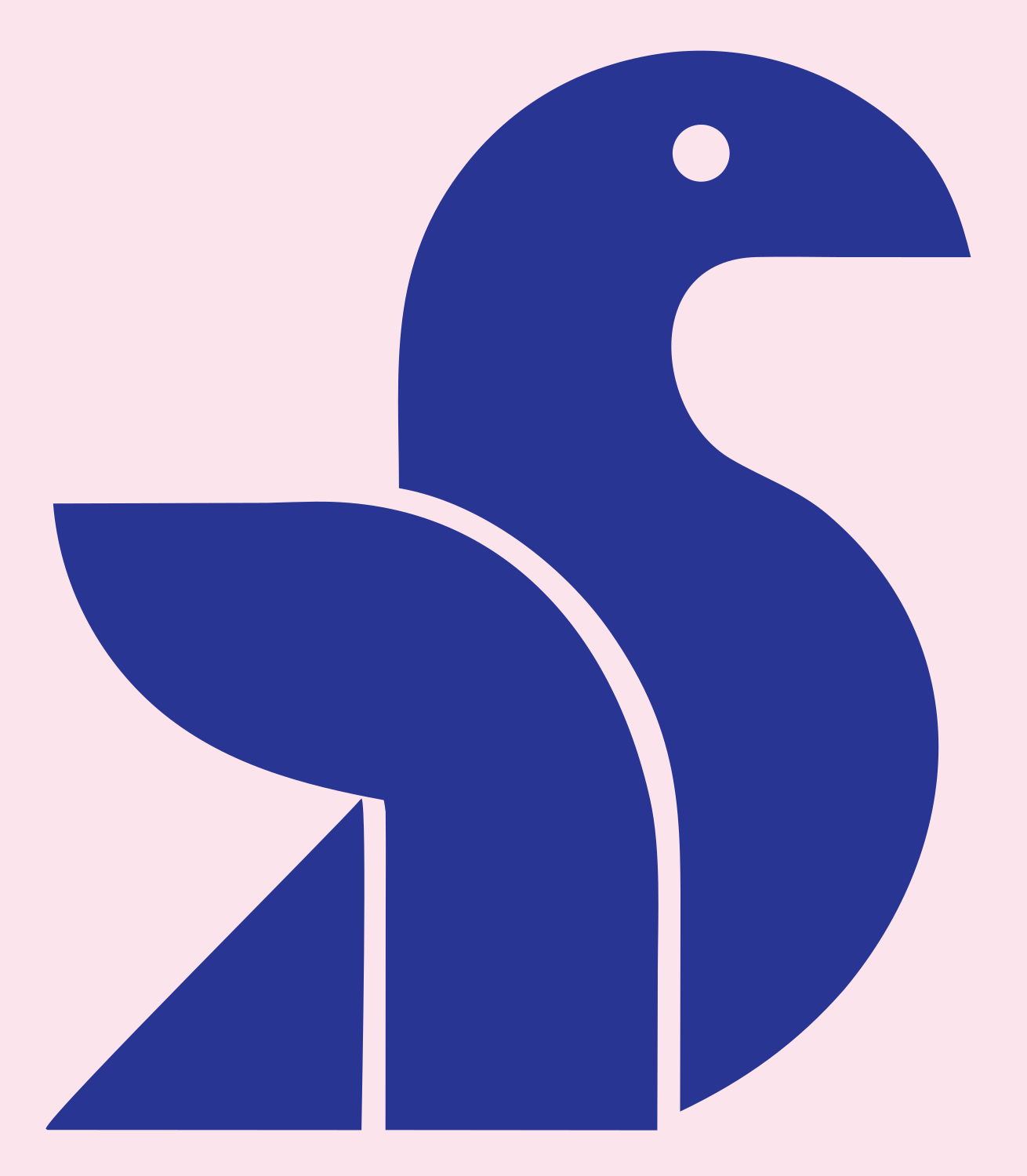 Geometric Sitting Bird Mark #fce4ec/#283593